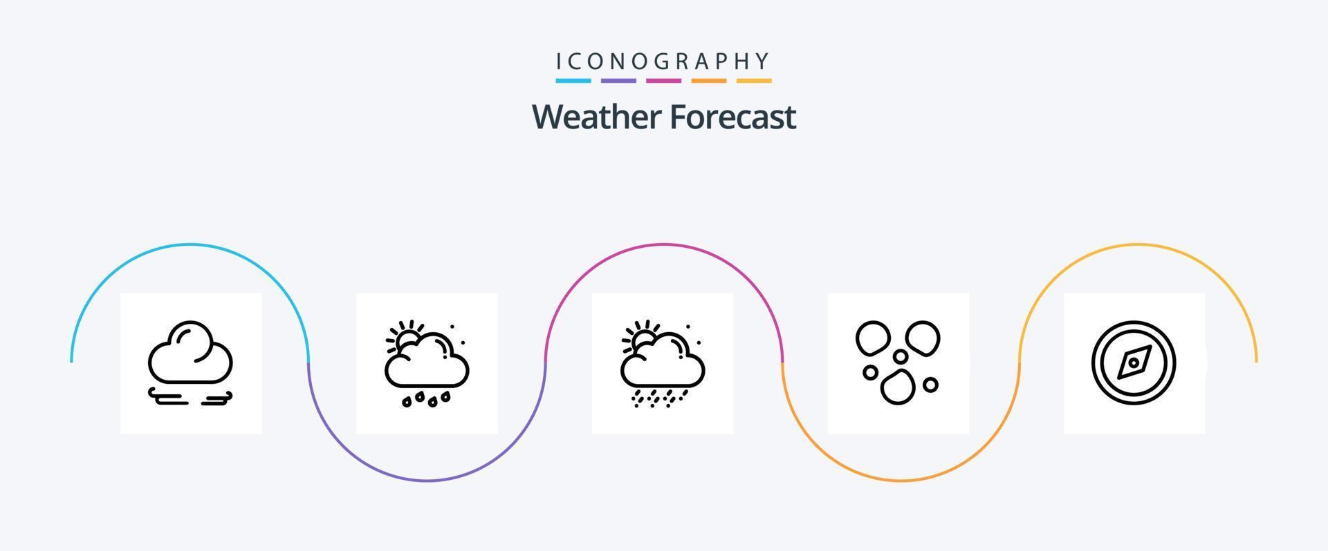 paquete de iconos de la línea meteorológica 5 que incluye . GPS. Nevado. dirección. clima vector