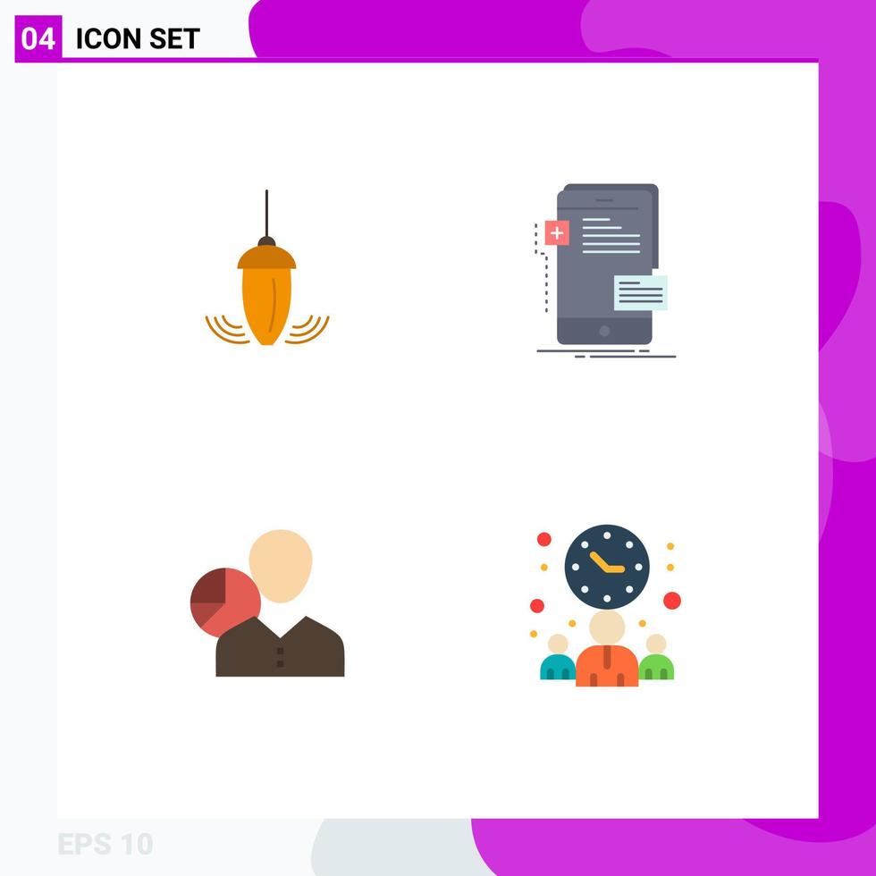 Group of 4 Flat Icons Signs and Symbols for sinker developer plumb interface chart Editable Vector Design Elements
