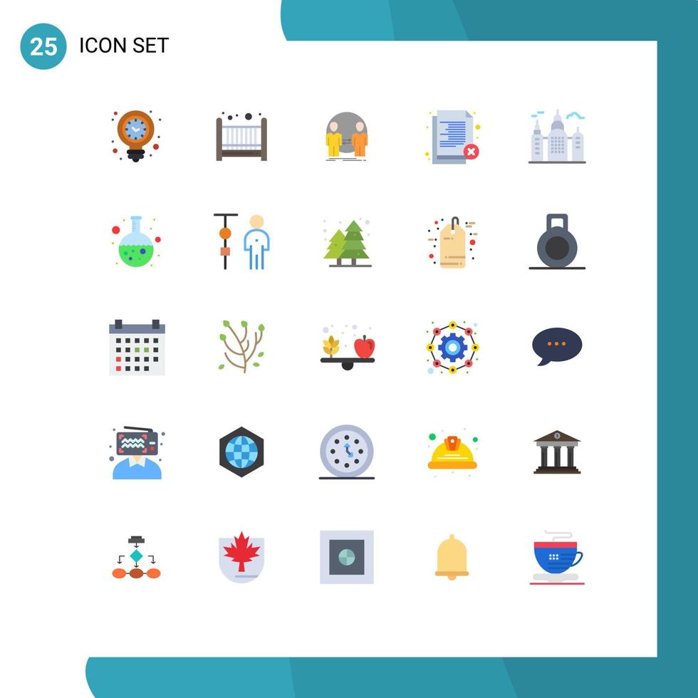 Editable Vector Line Pack of 25 Simple Flat Colors of reject office man employee duplicate Editable Vector Design Elements