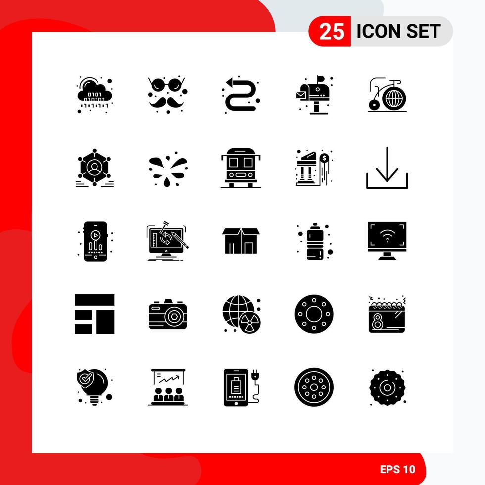 Universal Icon Symbols Group of 25 Modern Solid Glyphs of big life glasses and mustaches environment left Editable Vector Design Elements