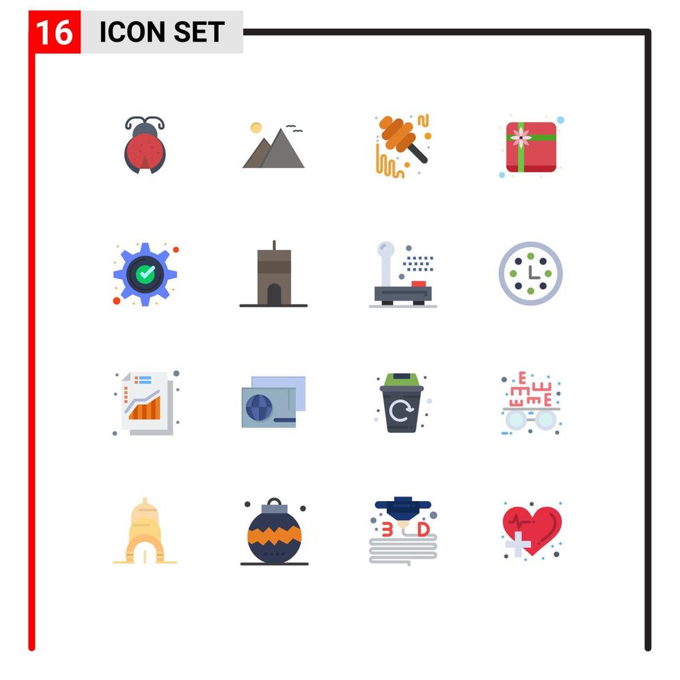 Set of 16 Modern UI Icons Symbols Signs for accept gift sun box jam Editable Pack of Creative Vector Design Elements