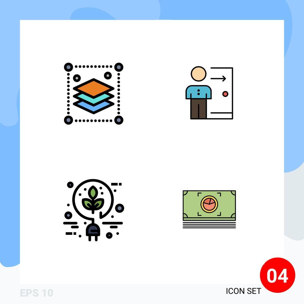 4 Thematic Vector Filledline Flat Colors and Editable Symbols of copy layers person misc exit bio Editable Vector Design Elements
