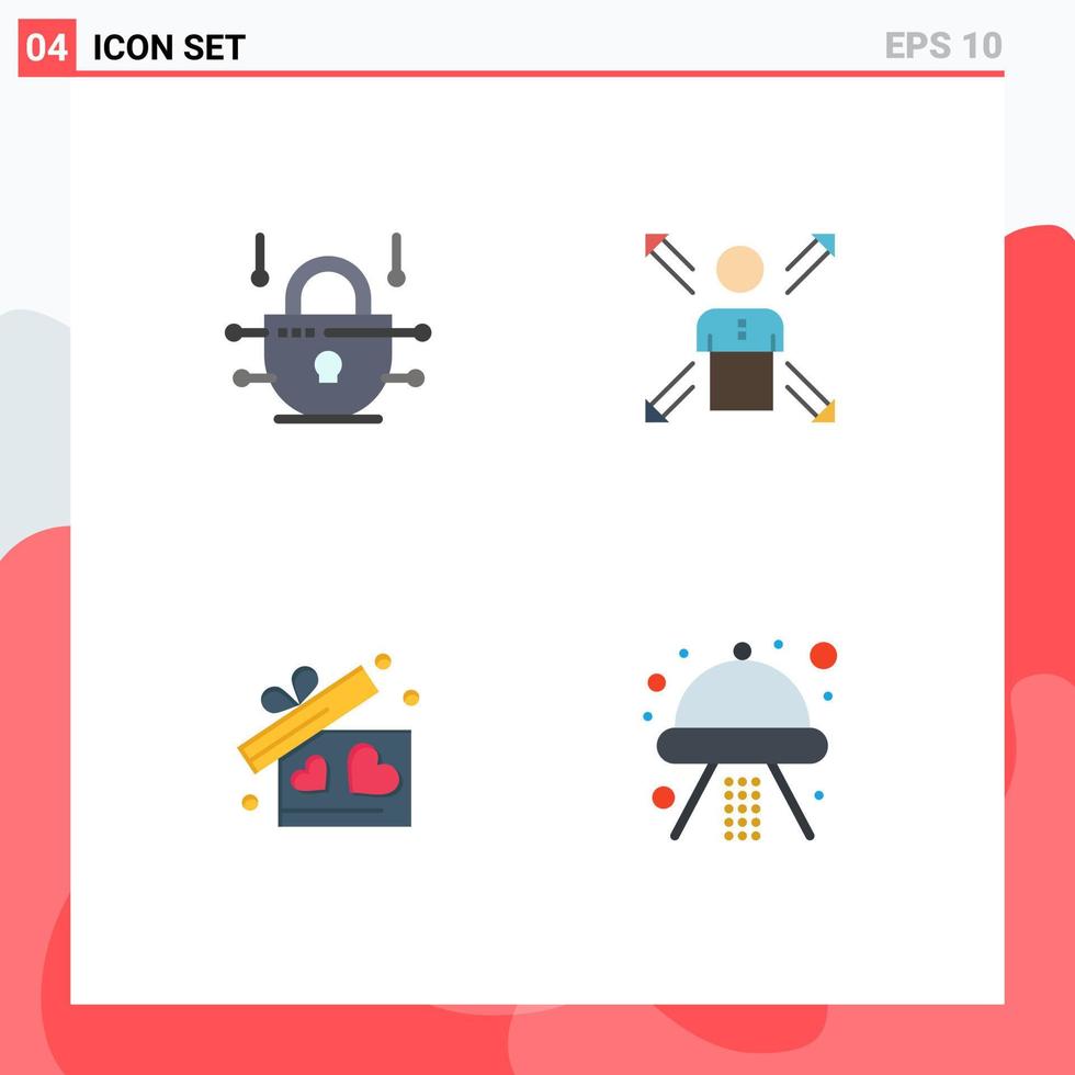 4 Thematic Vector Flat Icons and Editable Symbols of internet ways arrows employee love Editable Vector Design Elements