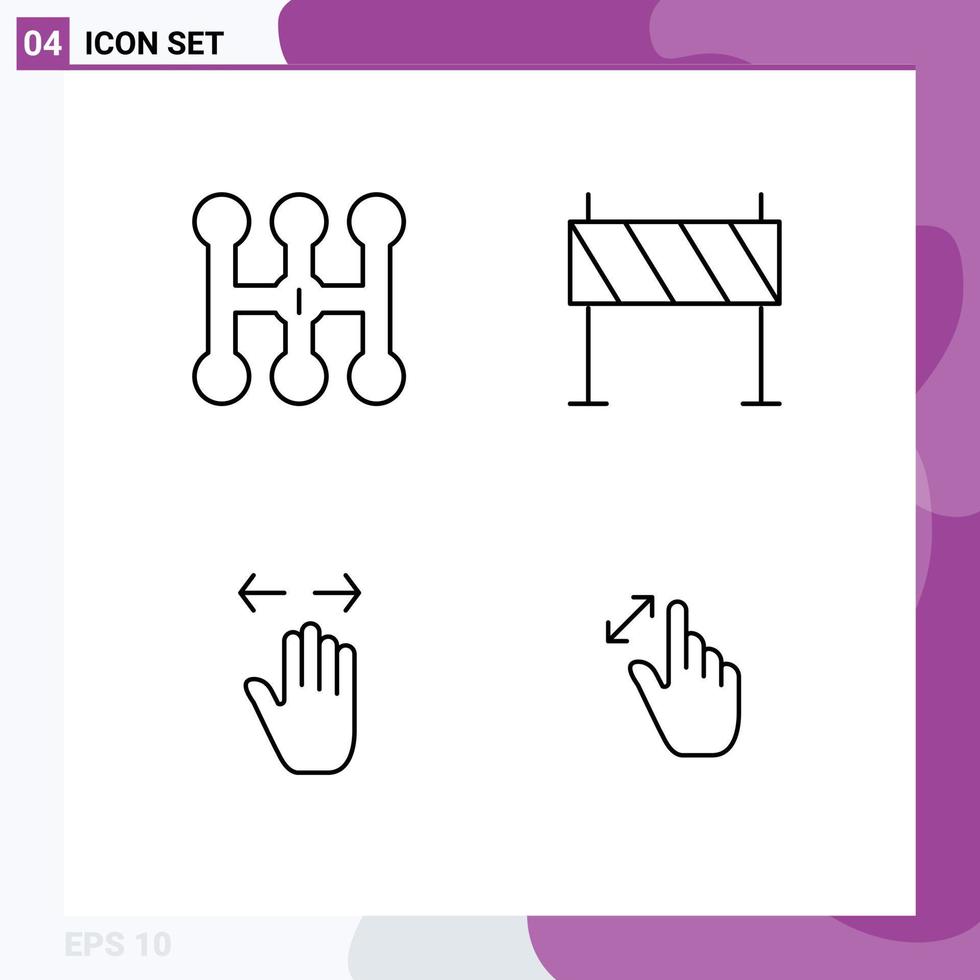 Set of 4 Commercial Filledline Flat Colors pack for car gesture barrier obstacle right Editable Vector Design Elements