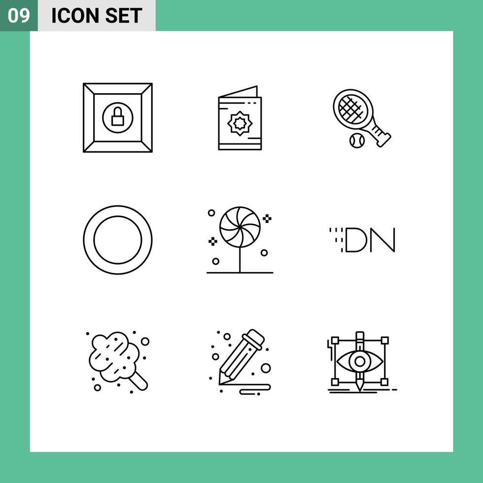 9 Outline concept for Websites Mobile and Apps halloween candies ball shim gasket Editable Vector Design Elements