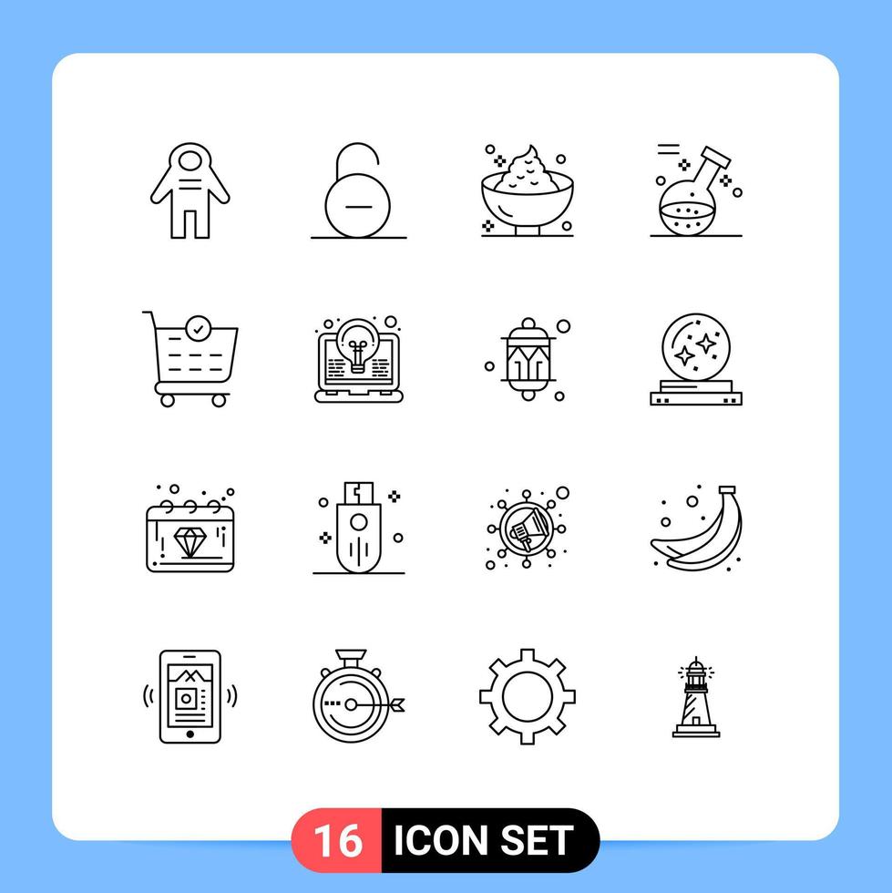 16 Universal Outlines Set for Web and Mobile Applications spa game security element mashed Editable Vector Design Elements