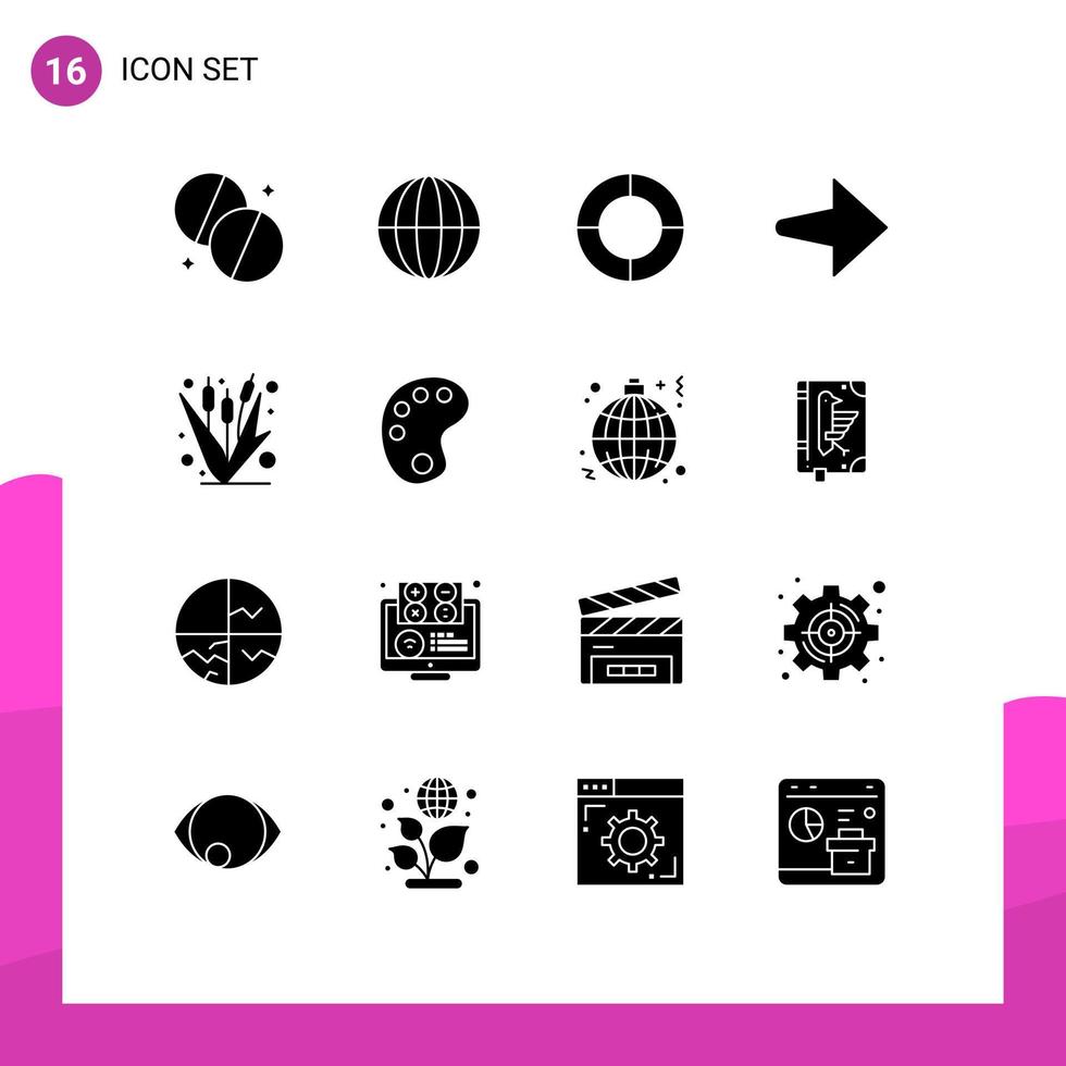 16 glifos sólidos vectoriales temáticos y símbolos editables de gráficos agrícolas de maíz recortar elementos de diseño vectorial editables a la derecha vector
