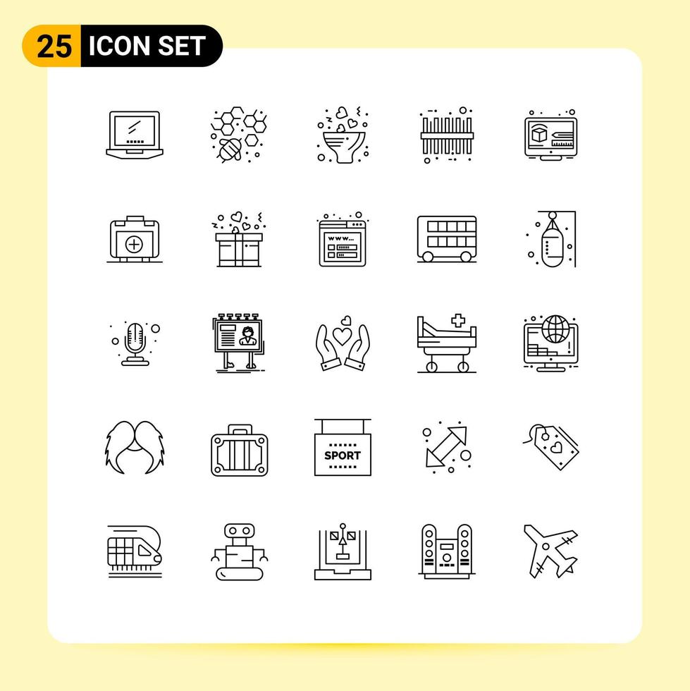 Universal Icon Symbols Group of 25 Modern Lines of digital creative bouquet sku barcode Editable Vector Design Elements