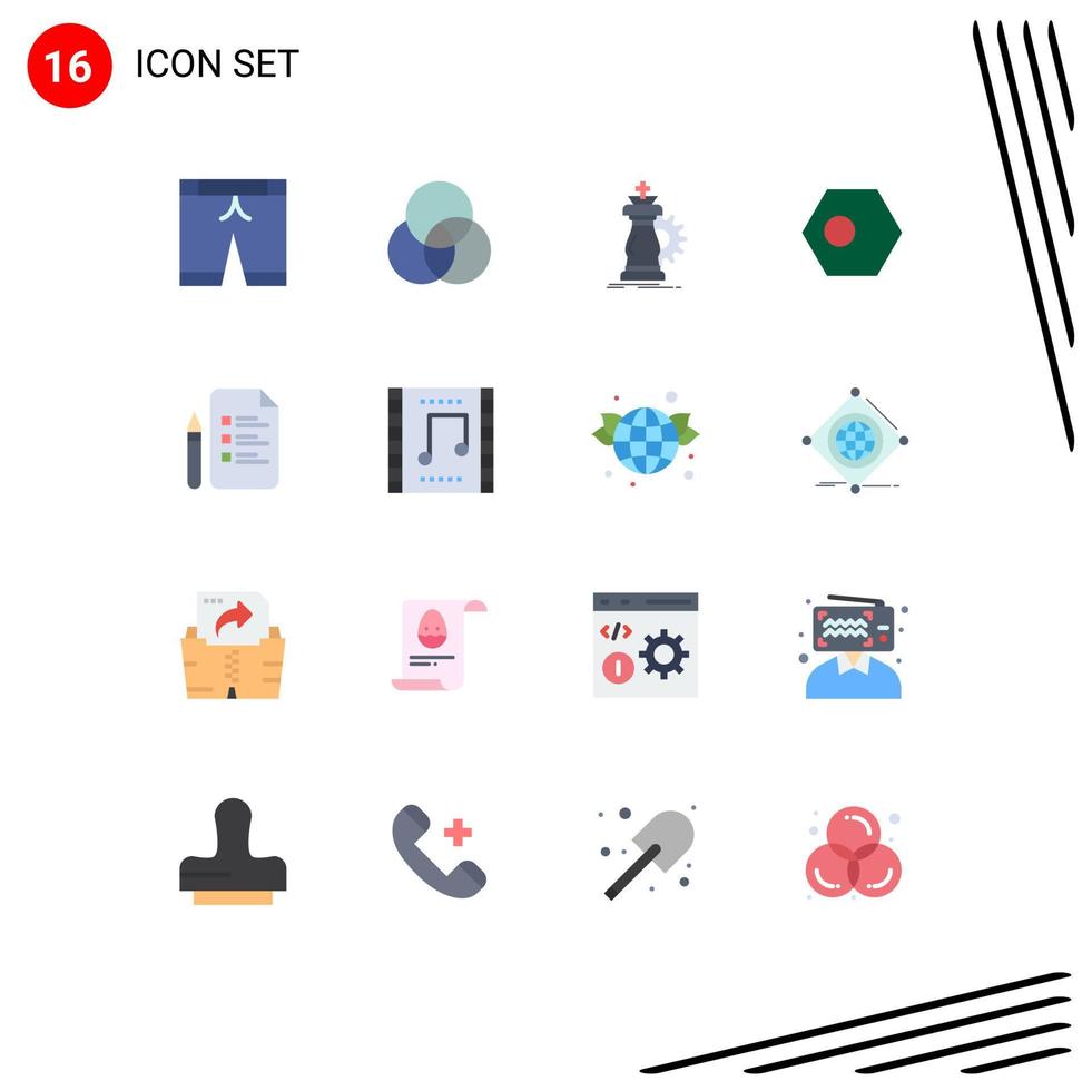 paquete de iconos de vector de stock de 16 signos y símbolos de línea para educación bandera caballo país bangla paquete editable de elementos de diseño de vector creativo