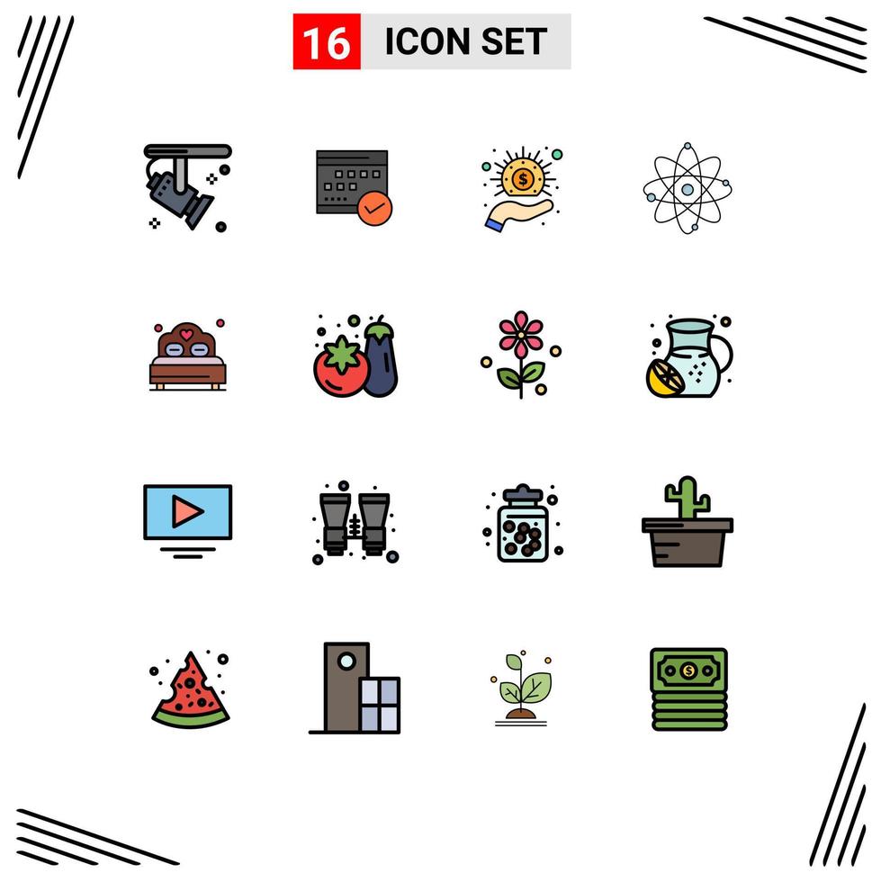 Stock Vector Icon Pack of 16 Line Signs and Symbols for molecule atom event money cash Editable Creative Vector Design Elements