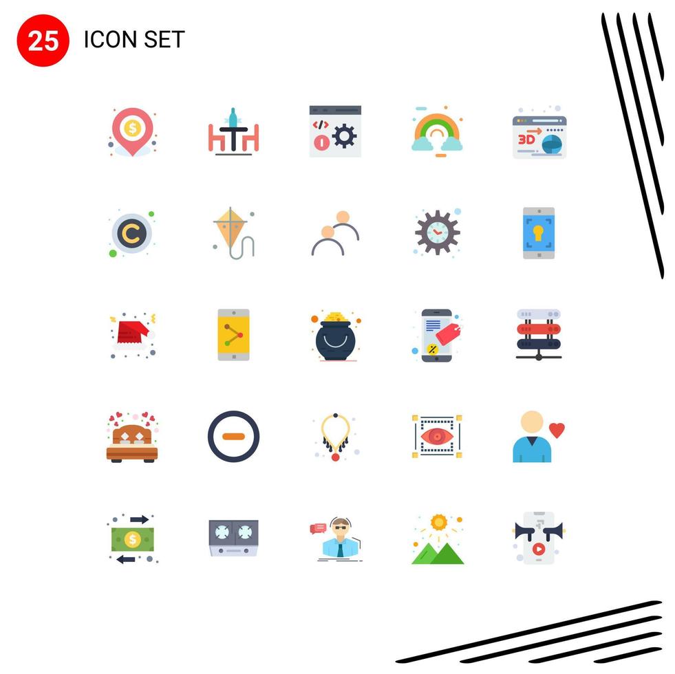 Stock Vector Icon Pack of 25 Line Signs and Symbols for colorful celebrate diplomacy programming develop Editable Vector Design Elements