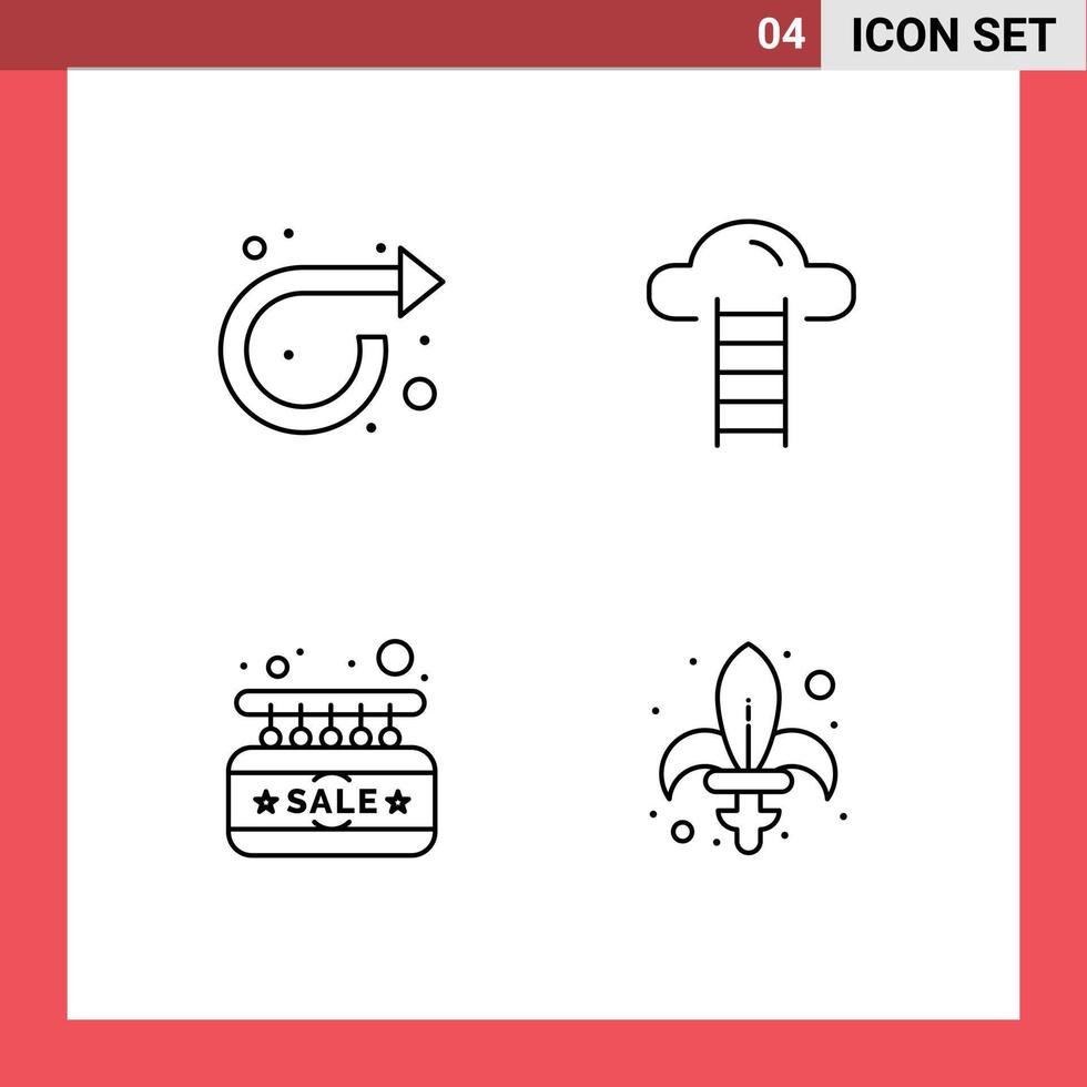 Pictogram Set of 4 Simple Filledline Flat Colors of arrow sale right user door Editable Vector Design Elements