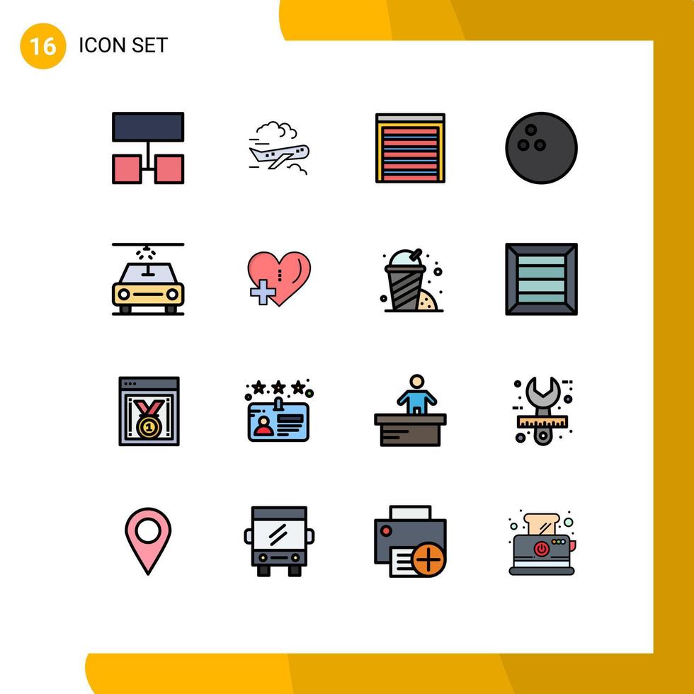 16 iconos creativos signos y símbolos modernos de agregar corazón ciudad lavar deporte elementos de diseño de vectores creativos editables