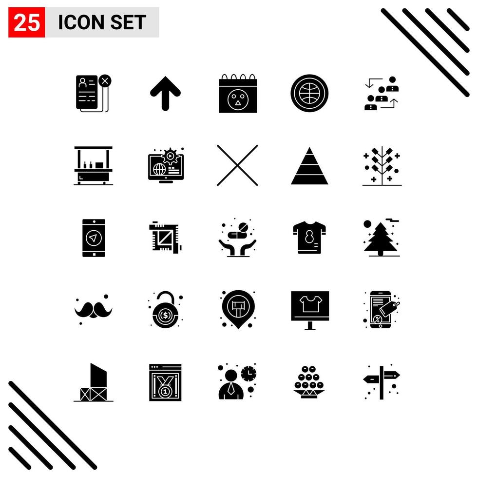 Universal Icon Symbols Group of 25 Modern Solid Glyphs of career user upload internet globe Editable Vector Design Elements