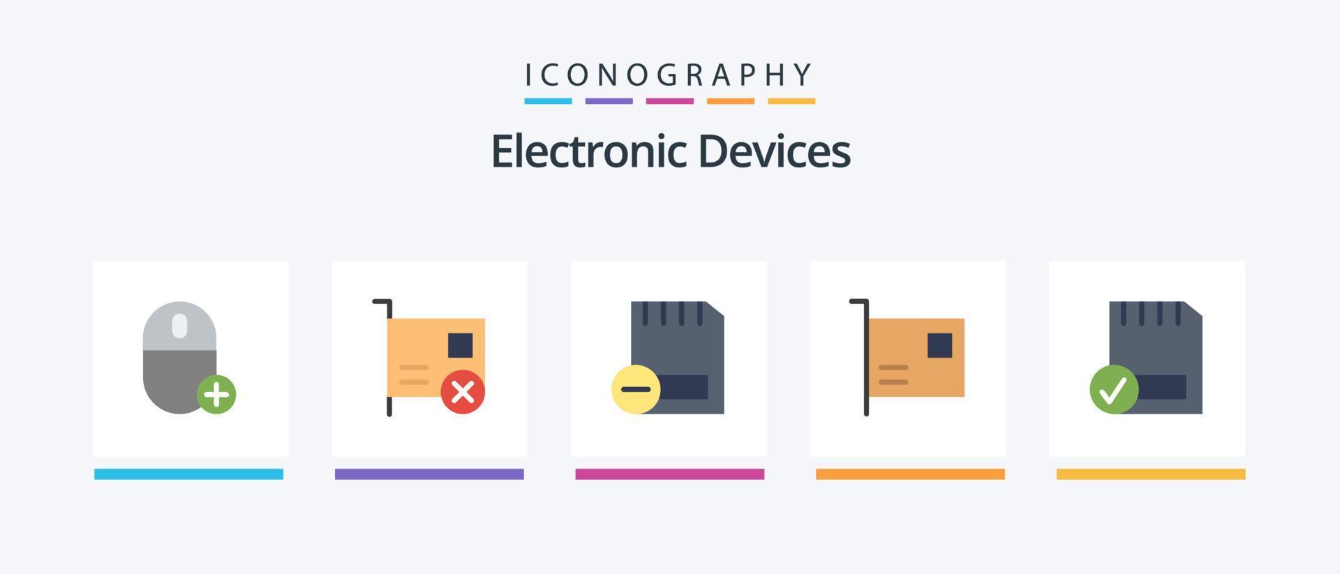 Devices Flat 5 Icon Pack Including devices. card. hardware. remove. devices. Creative Icons Design vector