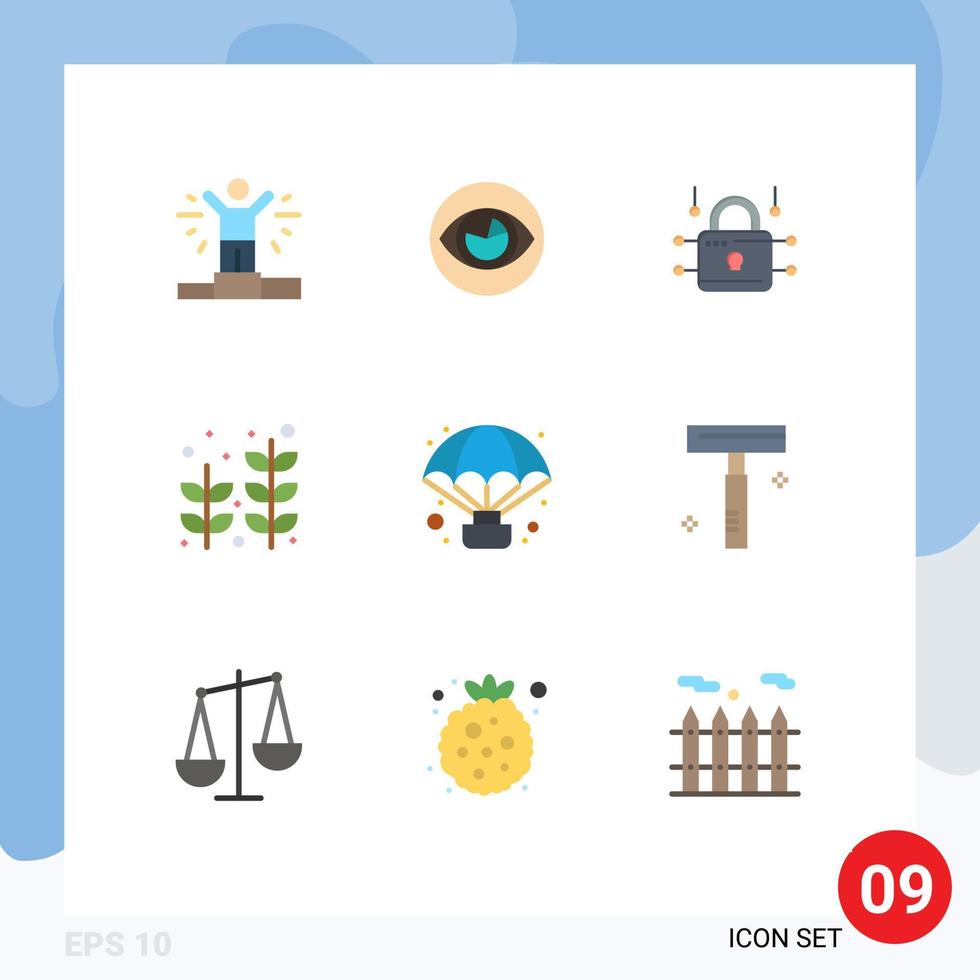 Modern Set of 9 Flat Colors and symbols such as air tree louck plant beach Editable Vector Design Elements