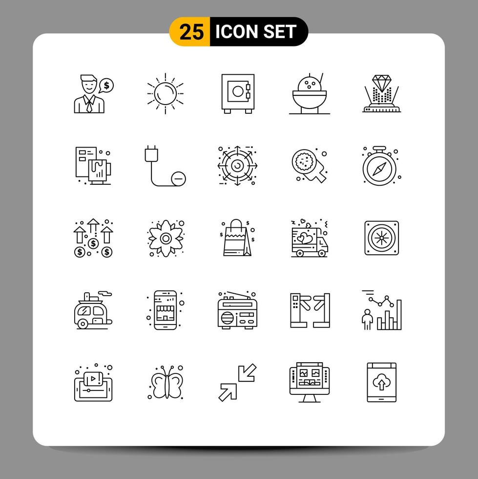 25 Creative Icons Modern Signs and Symbols of diamond projection weather hologram bowl Editable Vector Design Elements
