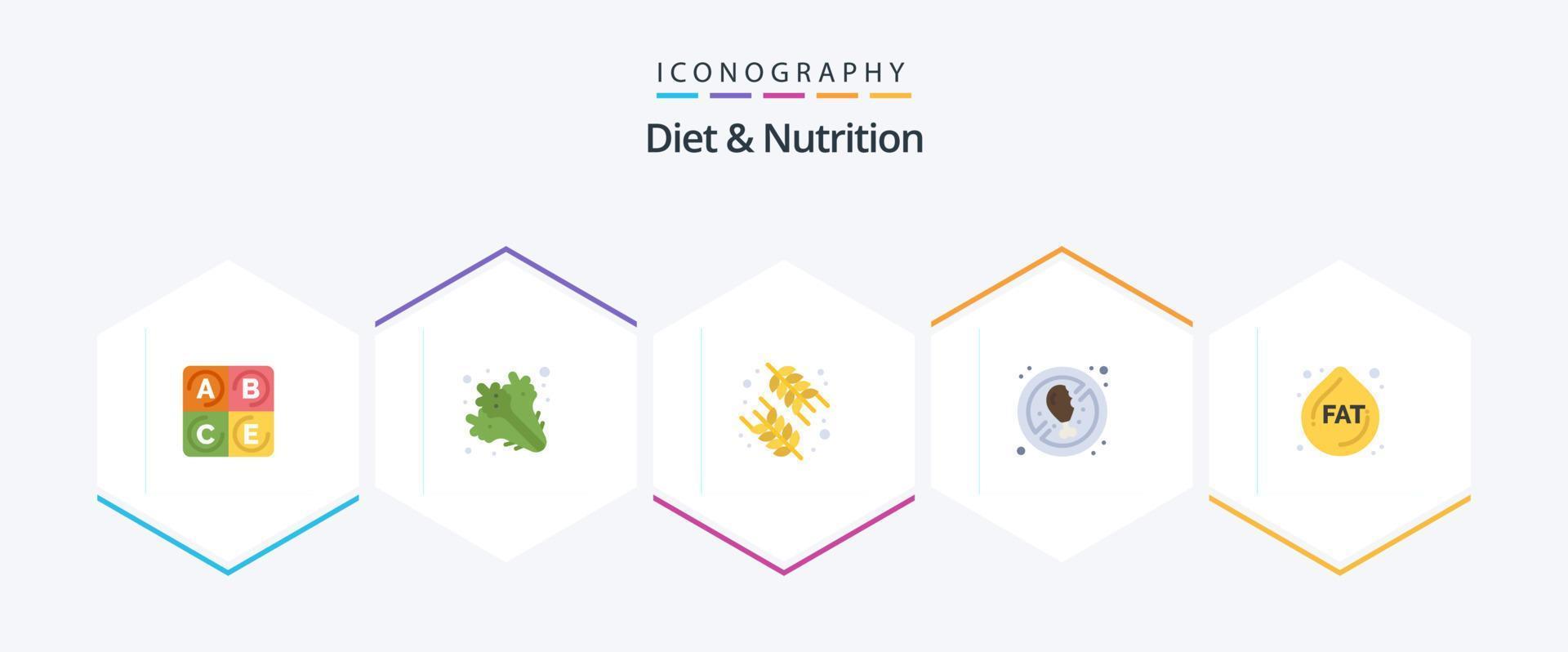 Diet And Nutrition 25 Flat icon pack including diet. fat. food. fresh. diet vector