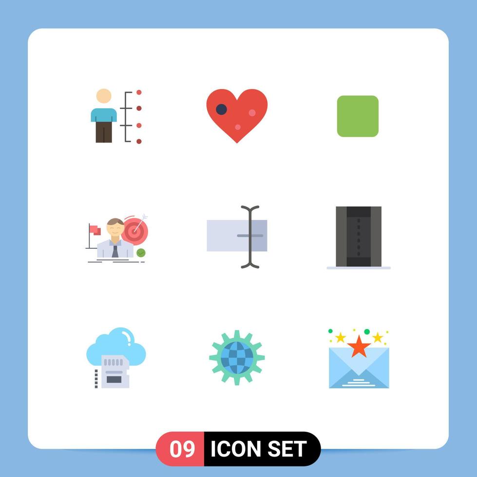 Pack of 9 creative Flat Colors of success hit like goal unchecked Editable Vector Design Elements