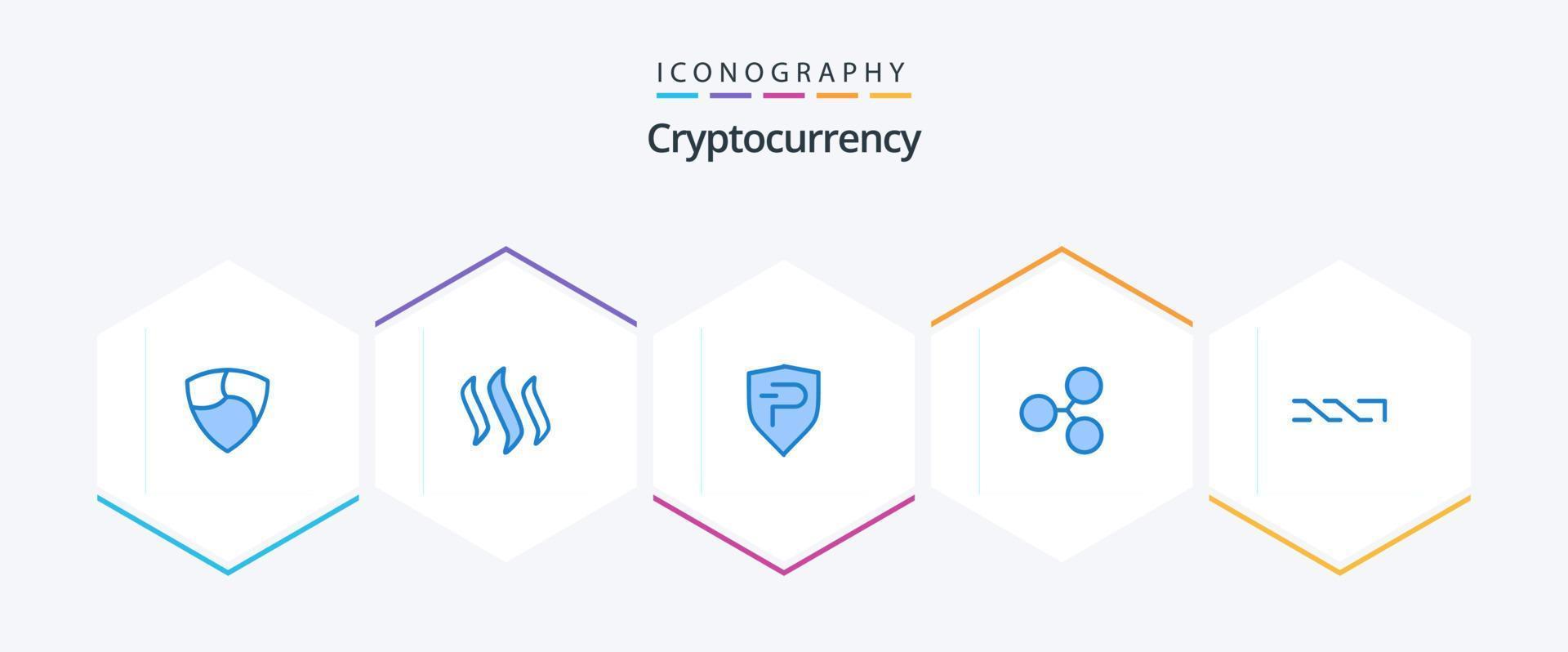 Cryptocurrency 25 Blue icon pack including coin. technology. currency. ripple. crypto currency vector