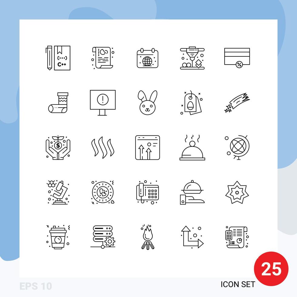 25 Creative Icons Modern Signs and Symbols of laser sintering printing privacy world earth Editable Vector Design Elements