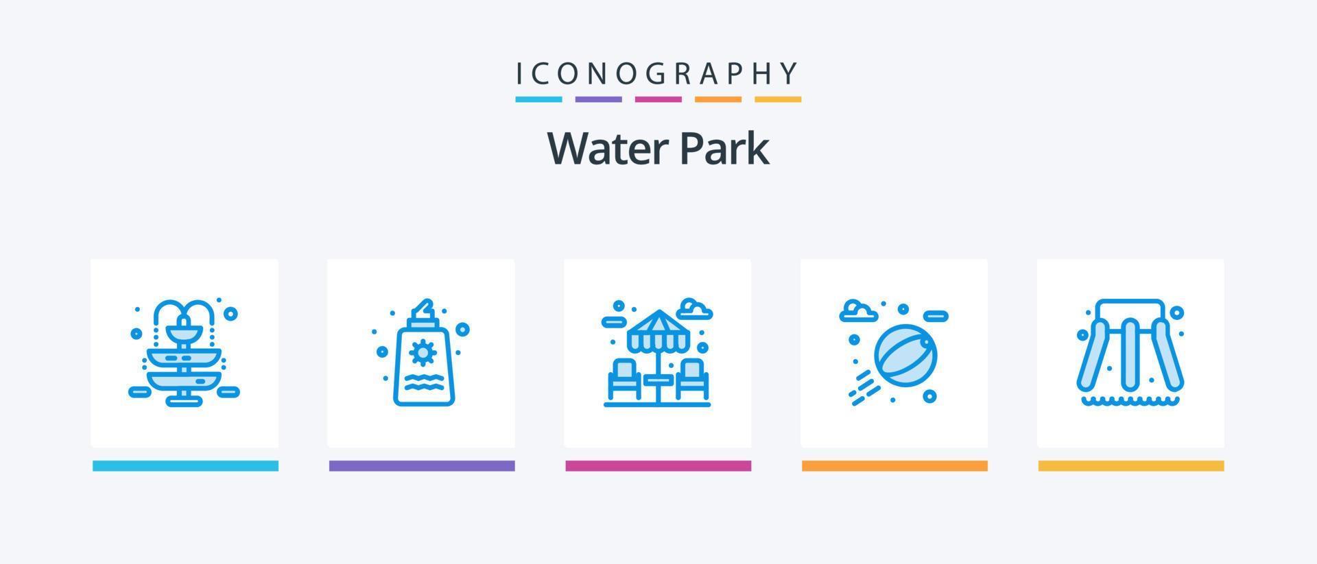 Water Park Blue 5 Icon Pack Including . water. dinner. slider. water. Creative Icons Design vector