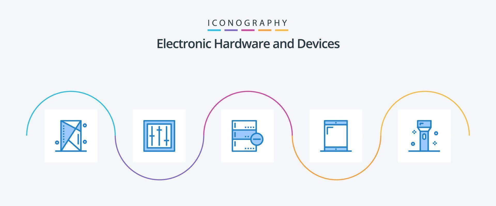 paquete de iconos azul 5 de dispositivos que incluye teléfono. Teléfono móvil. mezclador. borrar. datos vector