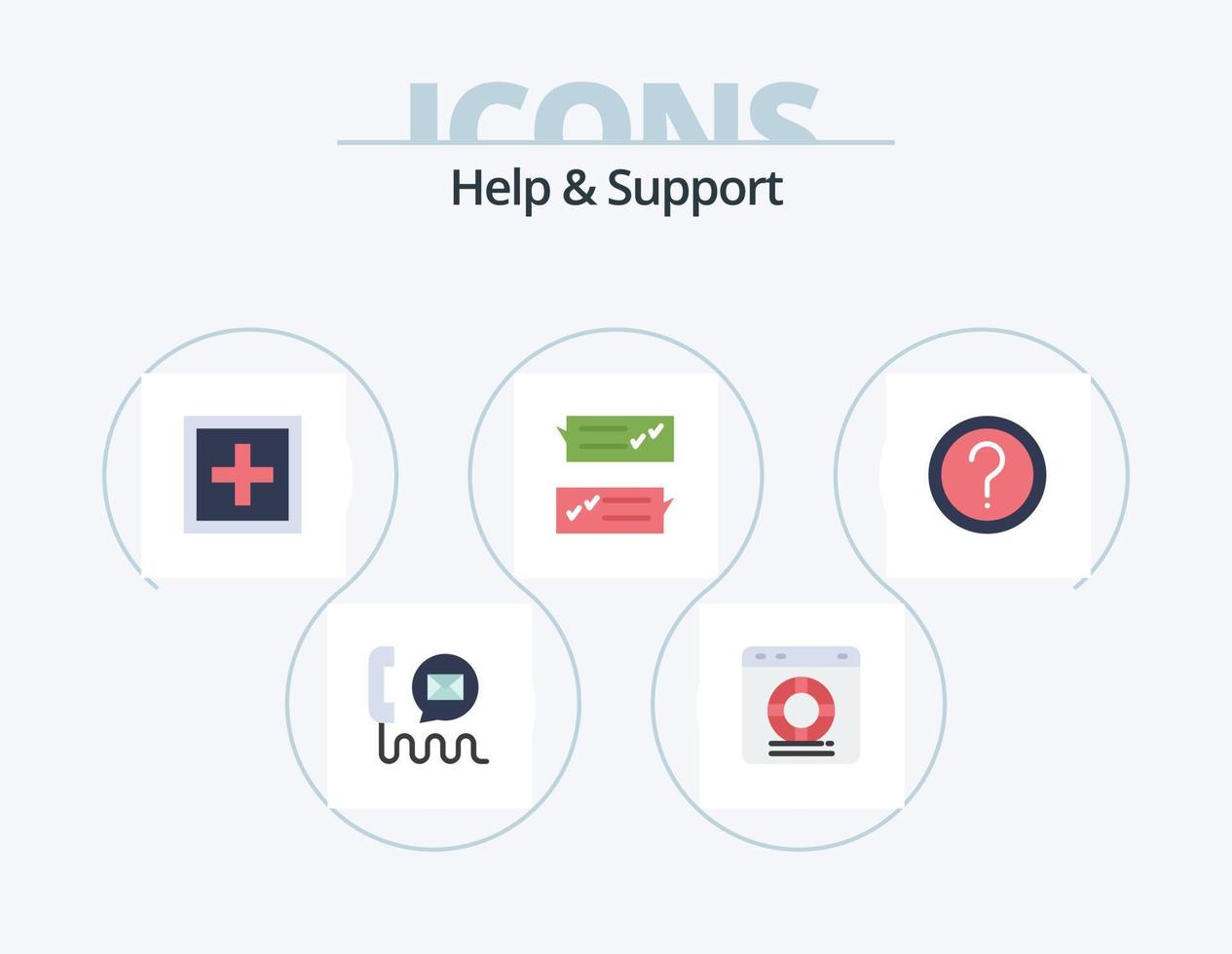 Help And Support Flat Icon Pack 5 Icon Design. help. chat. protection. support. information vector