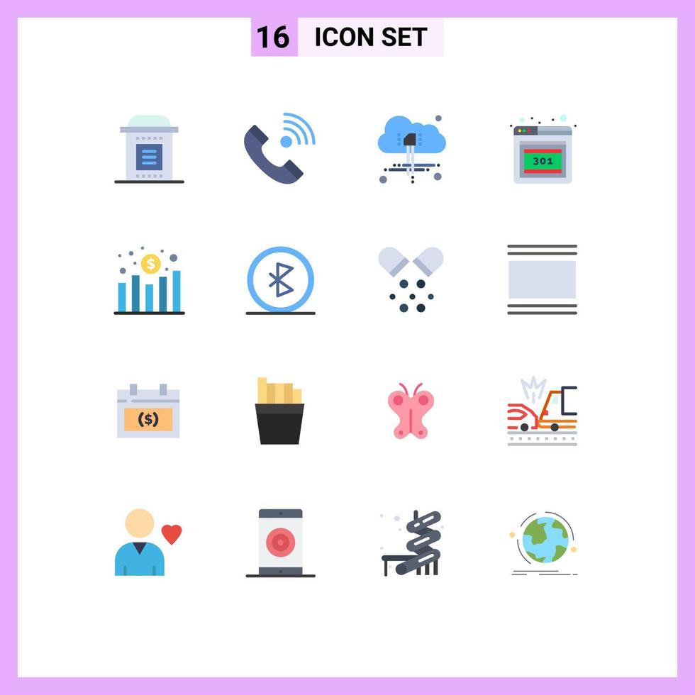 Editable Vector Line Pack of 16 Simple Flat Colors of increase error incoming error power Editable Pack of Creative Vector Design Elements