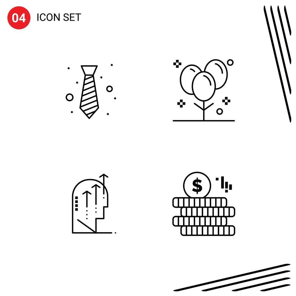Modern Set of 4 Filledline Flat Colors and symbols such as dress party fashion celebration growth Editable Vector Design Elements