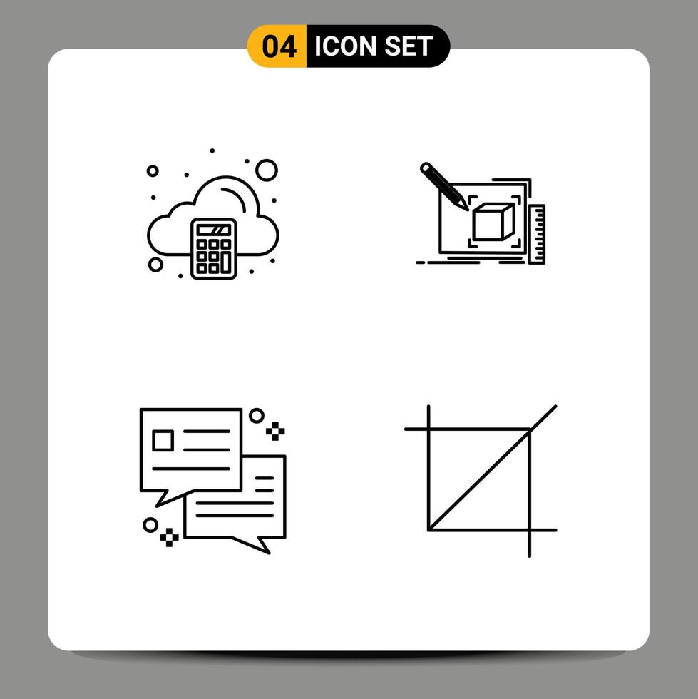 grupo de 4 signos y símbolos de colores planos de línea rellena para elementos de diseño vectorial editables de la oficina de bocetos de impuestos de chat de contabilidad vector