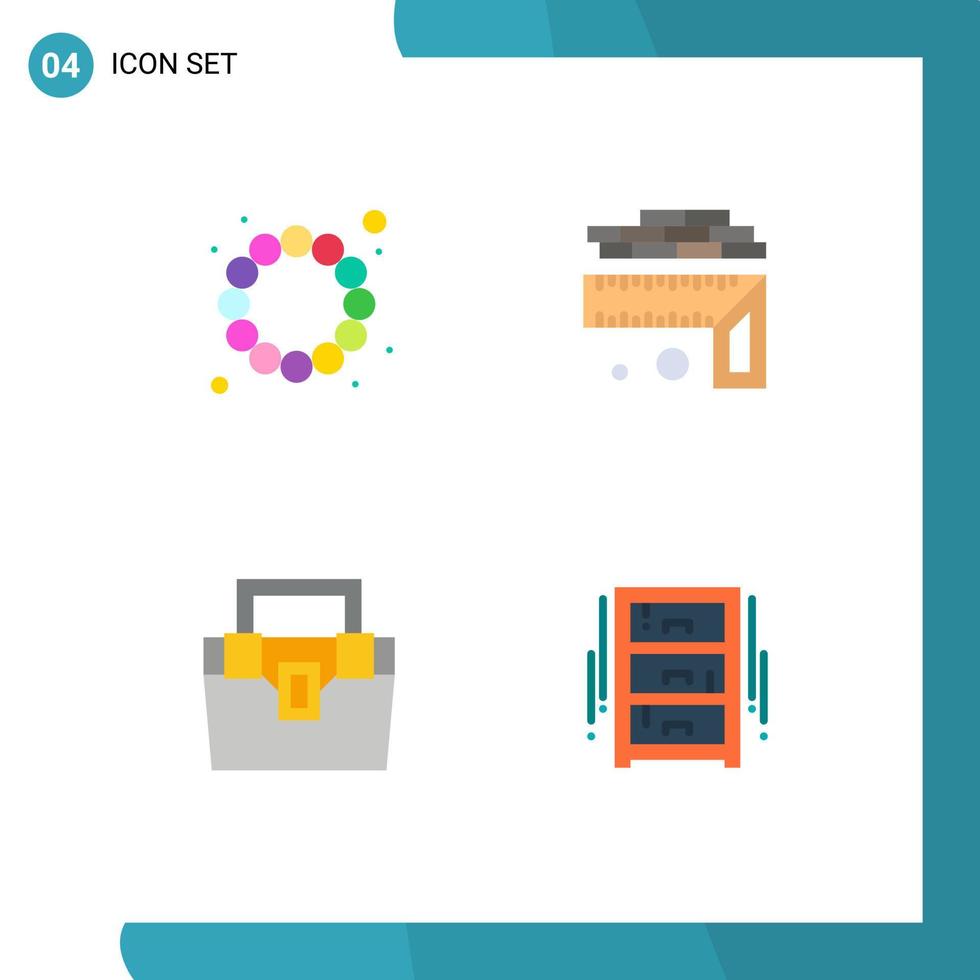 paquete de 4 signos y símbolos de iconos planos modernos para medios de impresión web, como elementos de diseño de vectores editables del kit de herramientas de tamaño de medición de construcción de cuentas