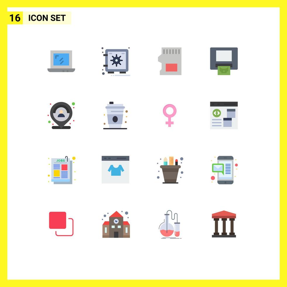 16 iconos creativos signos y símbolos modernos de ubicación de marcador sd efectivo del cliente paquete editable de elementos de diseño de vectores creativos