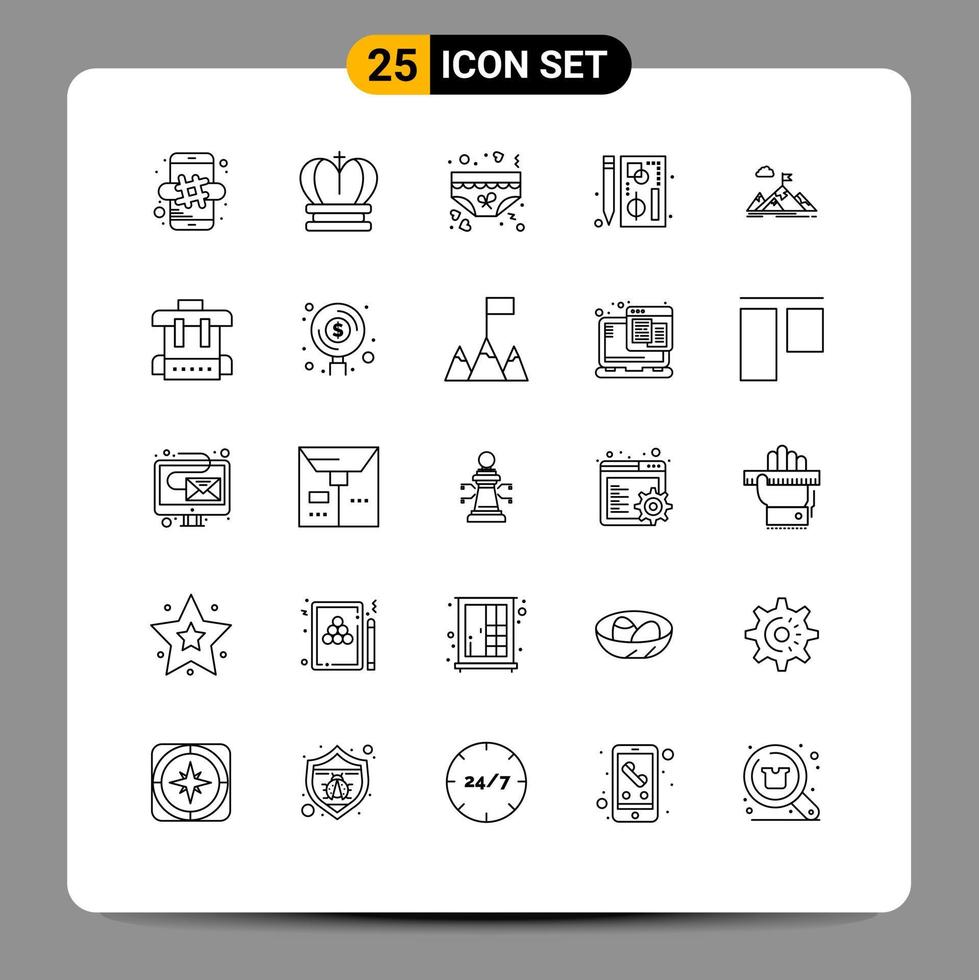 25 Creative Icons Modern Signs and Symbols of web graph clothing chart romance Editable Vector Design Elements