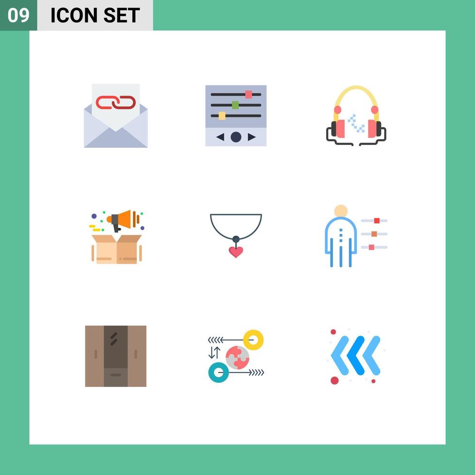 9 Creative Icons Modern Signs and Symbols of necklace product sound waves marketing handfree Editable Vector Design Elements