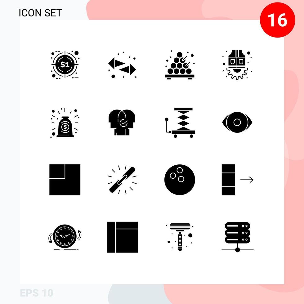 Stock Vector Icon Pack of 16 Line Signs and Symbols for contract agreement food gear labor Editable Vector Design Elements