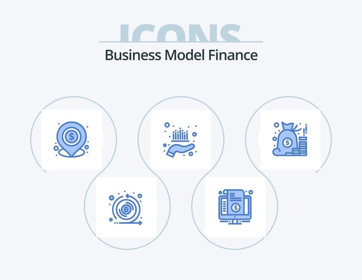 paquete de iconos azul de finanzas 5 diseño de iconos. gestión. activo. precio. ubicación. préstamo vector