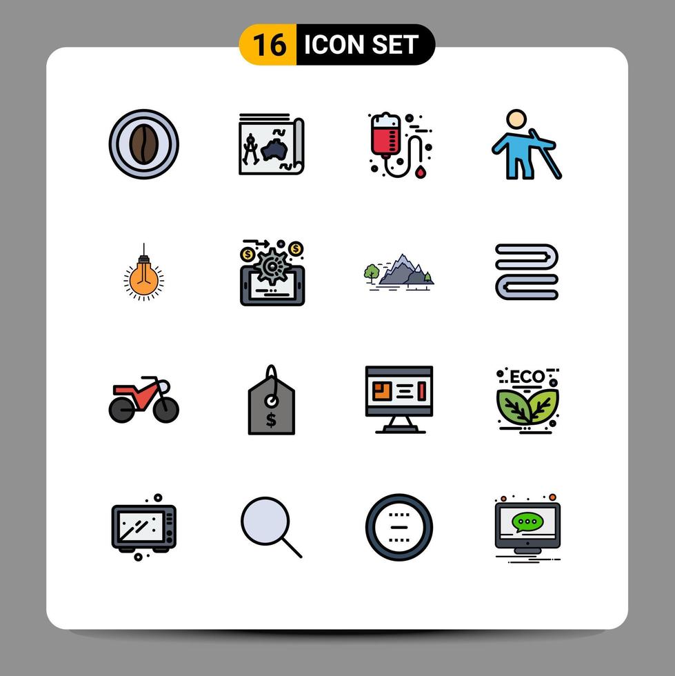 paquete de iconos de vector de stock de 16 signos y símbolos de línea para personas ciegas libro salud médica elementos de diseño de vector creativo editable