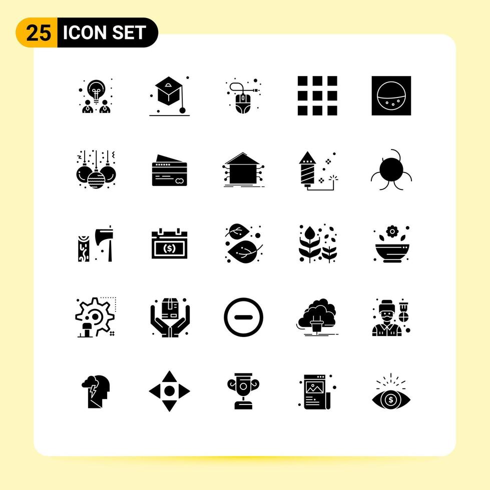 Stock Vector Icon Pack of 25 Line Signs and Symbols for christmas washing computer machine grid Editable Vector Design Elements