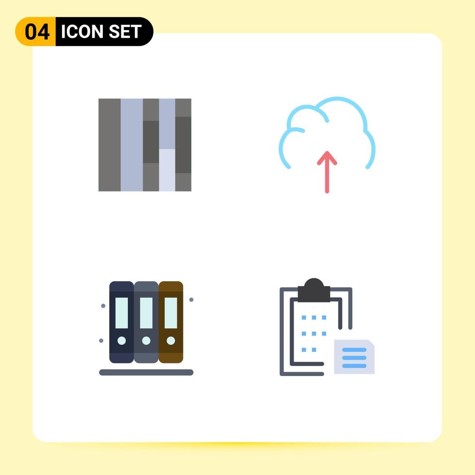 4 Universal Flat Icons Set for Web and Mobile Applications layout library data storage document Editable Vector Design Elements