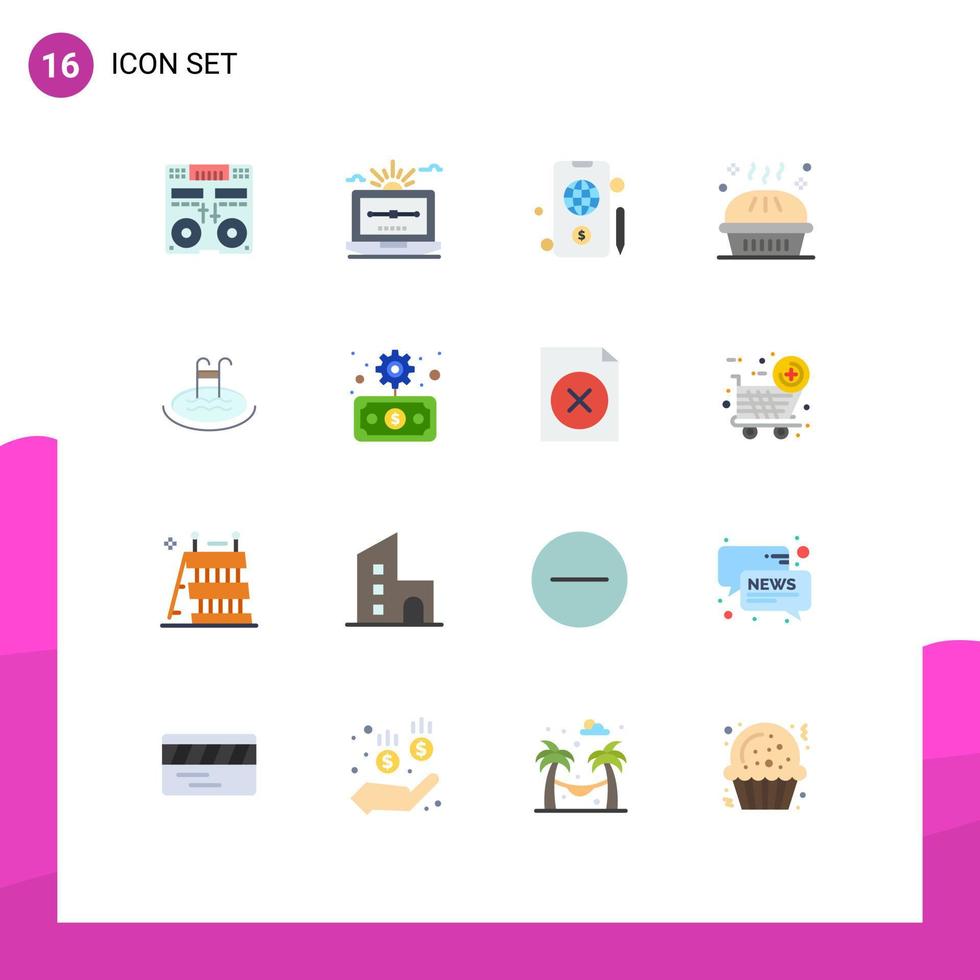 16 Thematic Vector Flat Colors and Editable Symbols of pumpkin pie holiday computer dinner dollar Editable Pack of Creative Vector Design Elements