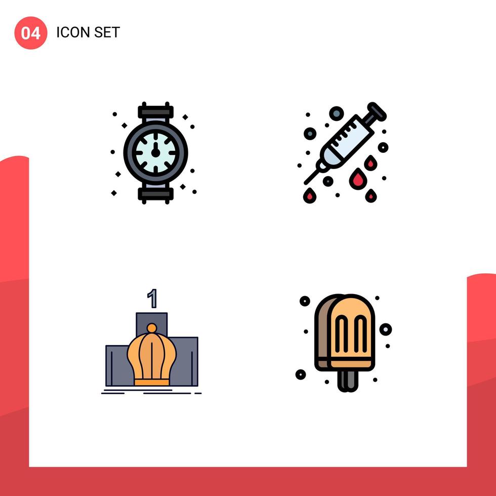 Pictogram Set of 4 Simple Filledline Flat Colors of gauge king plumbing hospital monarchy Editable Vector Design Elements