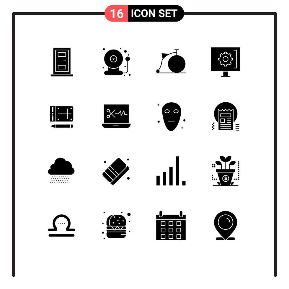 Universal Icon Symbols Group of 16 Modern Solid Glyphs of pencil support transport service customer Editable Vector Design Elements