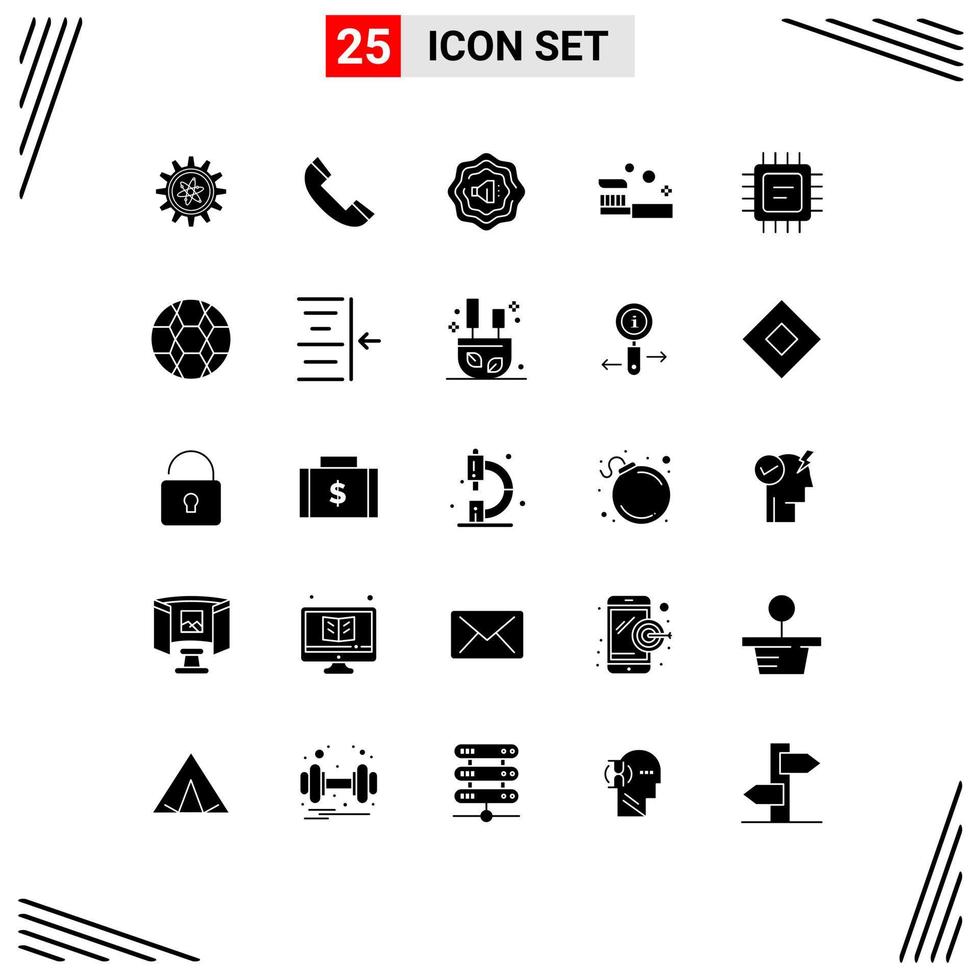 25 Creative Icons Modern Signs and Symbols of ball microchip accustic cpu shower Editable Vector Design Elements