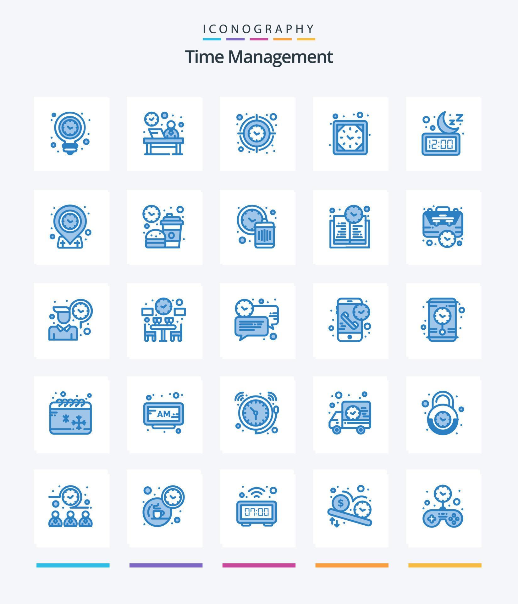 Creative Time Management 25 Blue icon pack Such As wall clock. clock