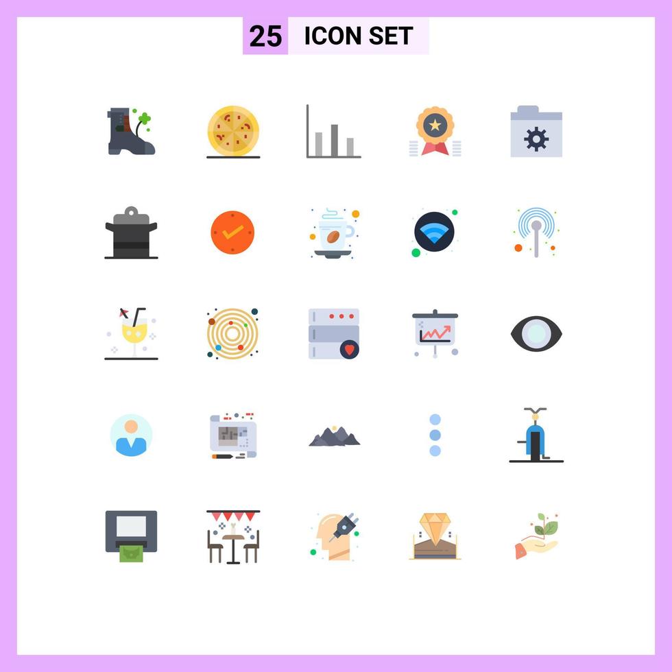 Set of 25 Commercial Flat Colors pack for cooking folder achievement files ribbon Editable Vector Design Elements