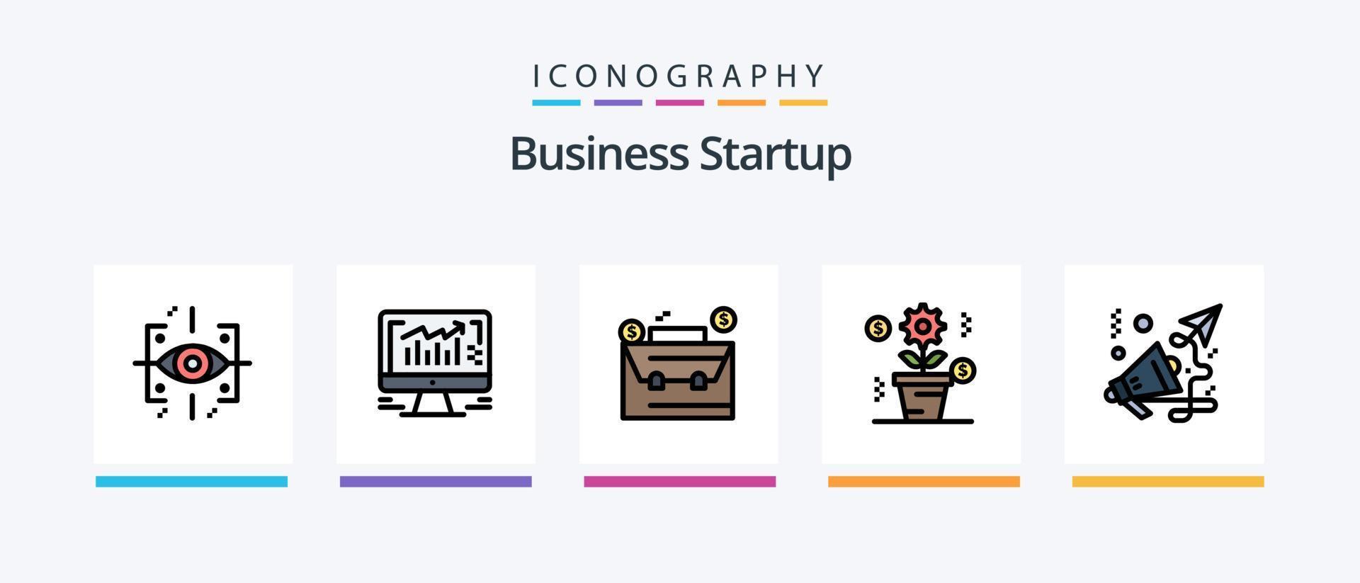 Business Startup Line Filled 5 Icon Pack Including gear setting . wellness. graph . process . head. Creative Icons Design vector