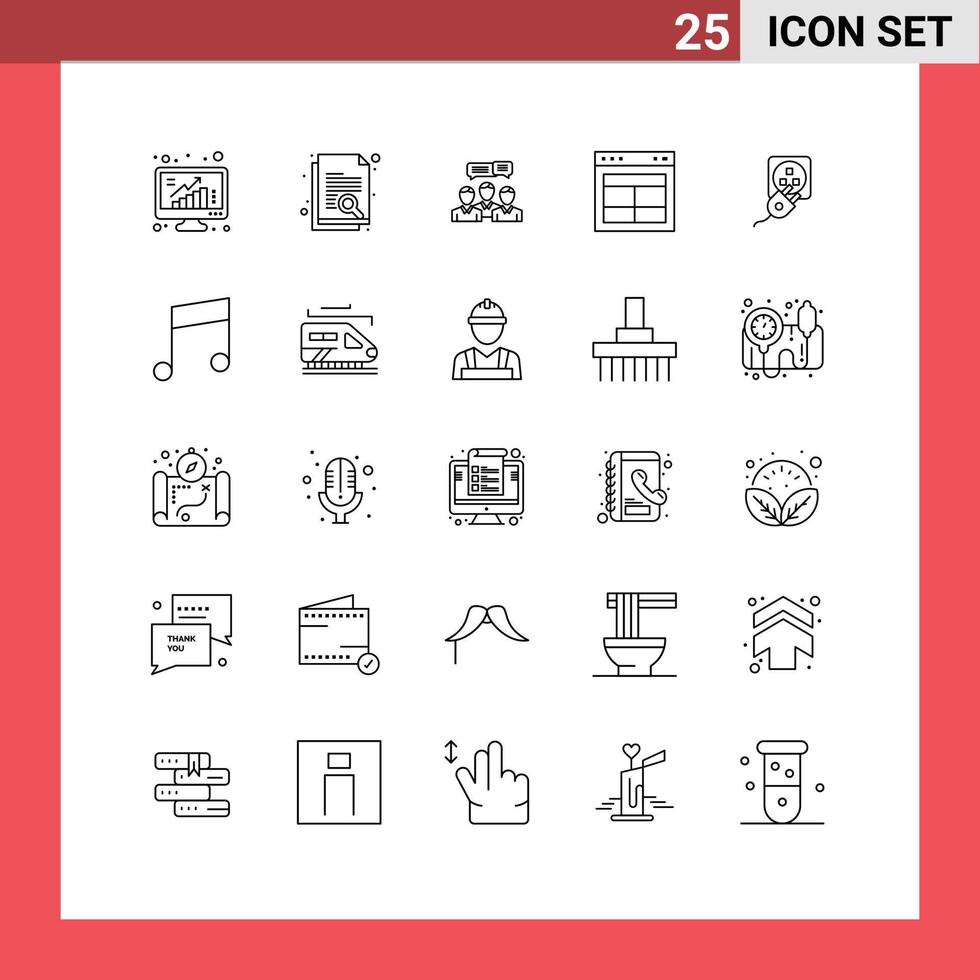 Modern Set of 25 Lines and symbols such as layout divide search online dialog Editable Vector Design Elements