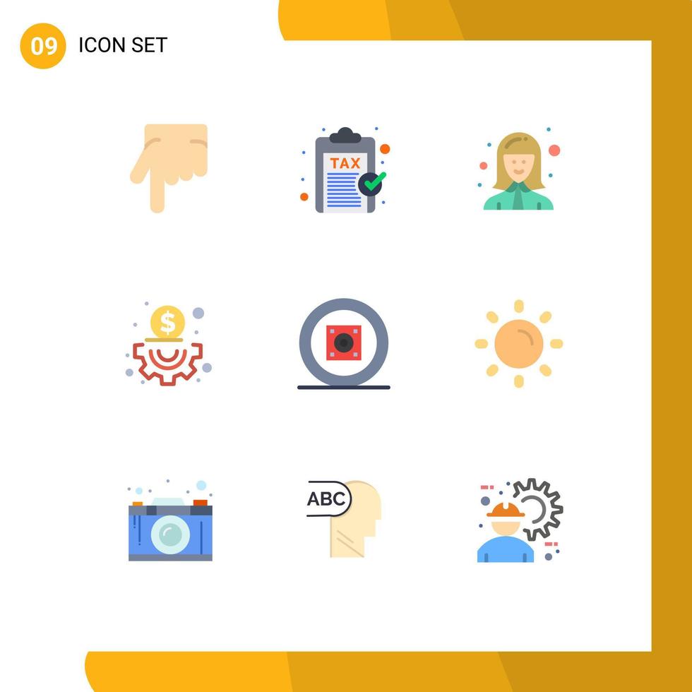 Flat Color Pack of 9 Universal Symbols of music management avatar content manager Editable Vector Design Elements