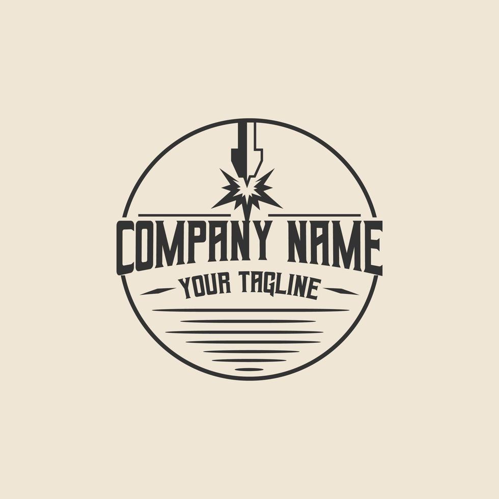 The illustration consists of a laser cutting nozzle in the form of a symbol or Emblem logo. Laser cutting engraving vector